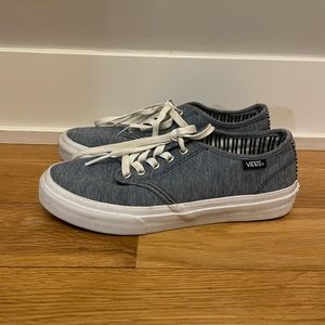 Vans Off The Wall Women’s Canvas Blue Denim Lace Up Skater Shoes TB4R Size 6